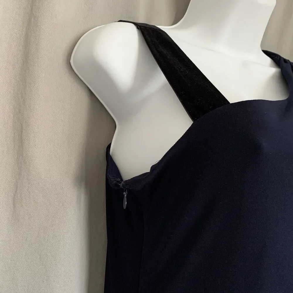 NINE WEST Indigo Blue Sheath Velvet Velour Sleeveless Dress Women's Size 12 NWT - Picture 6 of 12